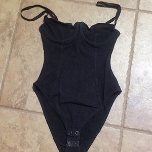 American Apparel black bustier bodysuit one piece